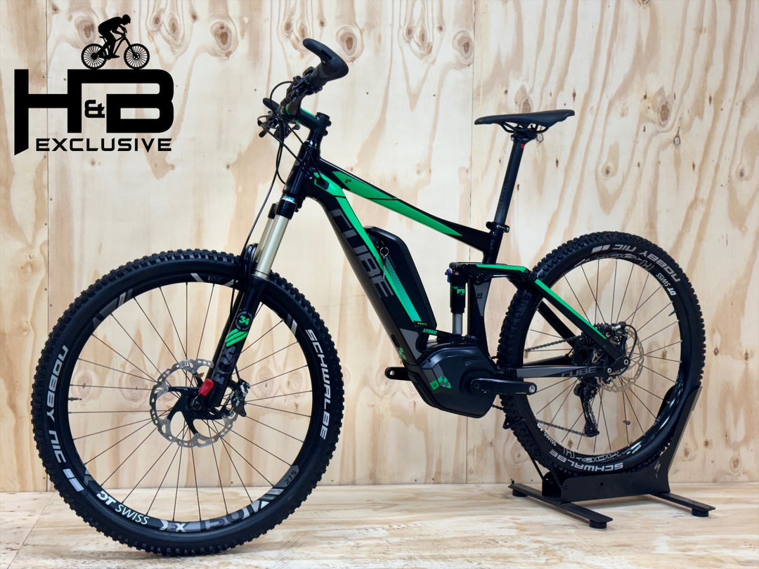 cube stereo hybrid 140 race green Cube Stereo Hybrid 140 Race 27.5 inch mountain bike Refurbished Used bike – H&B Exclusive